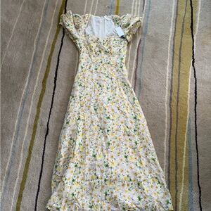 Astr Yellow and Green Floral Maxi Dress